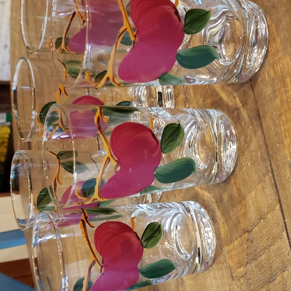 Franciscan Apple Tumbler Set of 6 Six Glasses Vintage Anchor Hocking Glassware